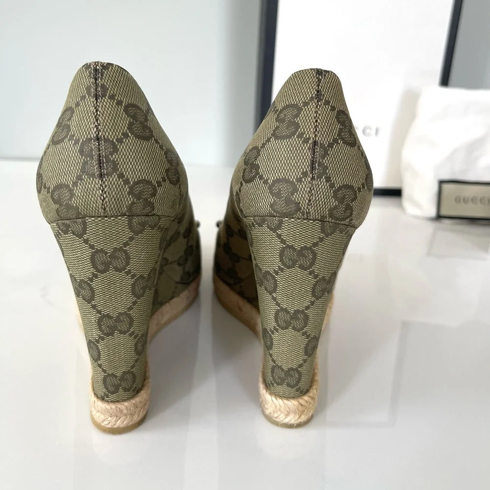 NEW IN BOX GUCCI GG LOGO MONOGRAM WEDGES - Picture 7 of 15